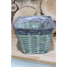 Zöld szögletes fonott kosár 28cm kerti tárolás