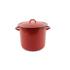  Zománcozott Fazék+Fedő 21cm Piros edény
