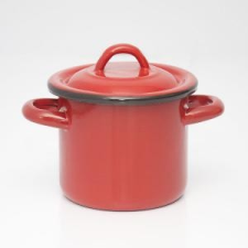 Zománcozott fazék fedõvel 3 liter piros edény