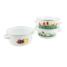  Zománcozott Lábas Dekoros Inox Peremes 18cm 1.8 Literes edény