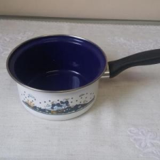  Zománcozott nyeles lábas, 16 cm, libás, 319/16 edény