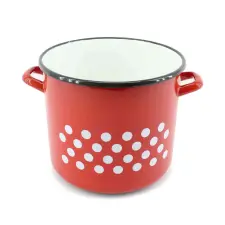  Zománcozott piros-pöttyös fazék 23cm edény