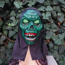 Zombi maszk sötétben világító szemű Halloween jelmez kiegészítő, ZÖLD jelmez