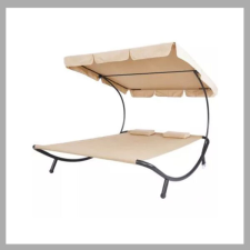 Zone Kétszemélyes napozóágy árnyékolóval bézs HOP1000813-1 kerti bútor