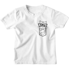  Zsebmintás Szemüveges Cica - Gyerek Póló
