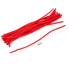  Zsenilia drót, piros. Hossza 30 cm, átmérője: 6 mm dekorációs kellék