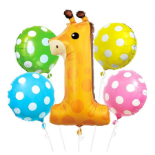  Zsiráf Dots fólia lufi 5 db-os szett party kellék