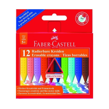  Zsírkréta FABER-CASTELL Grip háromszögletű hegyezett radírozható 12 színű kréta