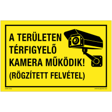ZSONA DEKOR A területen térfigyelő kamera működik! Öntapadós matrica 160x250 mm információs címke