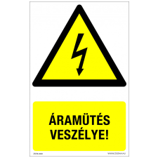 ZSONA DEKOR Áramütés veszélye! Műanyag tábla 160x100 mm információs címke