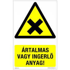 ZSONA DEKOR Ártalmas vagy ingerlő anyag! Műanyag tábla 320x500 mm információs címke