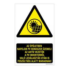 ZSONA DEKOR Az épületben napelem PV rendszer üzemel ! Öntapadós matrica 320x500 mm információs címke