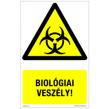 ZSONA DEKOR Biológiai veszély! Alumínium tábla 160x250 mm v712 információs címke