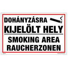 ZSONA DEKOR Dohányzásra kijelölt hely Öntapadós matrica 160x100 mm információs címke