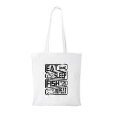 ZSONA DEKOR Eat sleep fish repeat - Bevásárló táska fehér