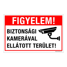 ZSONA DEKOR Figyelem! Biztonsági kamerával ellátott terület! Öntapadós matrica 160x100 információs címke