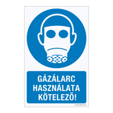 ZSONA DEKOR Gázálarc használata kötelező! Öntapadós matrica 160x250 mm információs címke