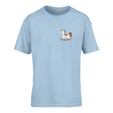 ZSONA DEKOR Gyerek póló Ovis jelel Hintaló mintával Világos kék 158 méret gyerek póló