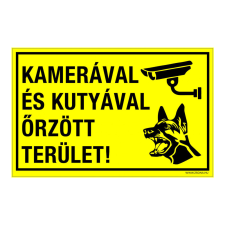 ZSONA DEKOR Kamerával és kutyával őrzött terület! Öntapadós matrica 160x250 mm információs címke
