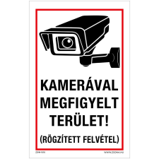 ZSONA DEKOR Kamerával megfigyelt terület! Alumínium tábla 100x160 mm információs címke