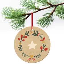 ZSONA DEKOR Karácsonyfa dísz fából nyomtatva Koszorú ajándéktárgy