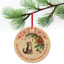 ZSONA DEKOR Karácsonyfa dísz fából nyomtatva Macska ajándéktárgy