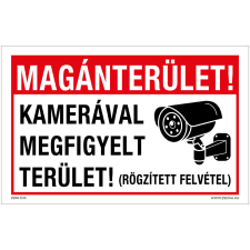 ZSONA DEKOR Magánterület! Kamerával megfigyelt terület! Öntapadós matrica 160x250 mm információs címke