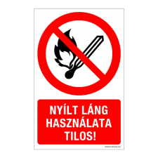 ZSONA DEKOR Nyílt láng használata tilos! Öntapadós matrica 160x250 mm információs címke