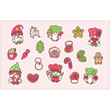 ZSONA DEKOR Öntapadós karácsonyi-rózsaszín manó matrica csomag matrica