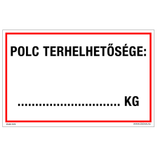 ZSONA DEKOR Polc terhelhetősége Műanyag tábla 160x250 mm információs címke