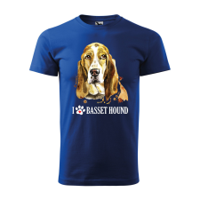 ZSONA DEKOR Póló Basset hound mintával - Kék M méretben egyedi ajándék