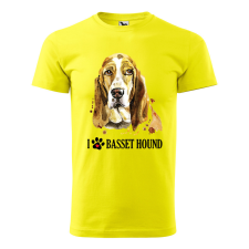 ZSONA DEKOR Póló Basset hound mintával - Sárga M méretben egyedi ajándék