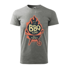 ZSONA DEKOR Póló BBQ time mintával - Szürke M méretben v2 egyedi ajándék