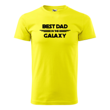 ZSONA DEKOR Póló Best dad in the galaxy mintával - Sárga M méretben egyedi ajándék