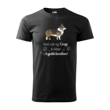 ZSONA DEKOR Póló Corgi mintával - Fekete L méretben egyedi ajándék