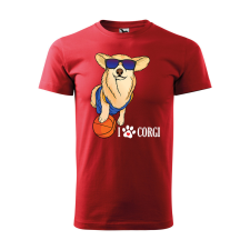 ZSONA DEKOR Póló Corgi mintával - Piros M méretben v2 egyedi ajándék
