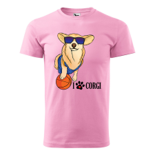 ZSONA DEKOR Póló Corgi mintával - Rózsaszín L méretben v2 egyedi ajándék