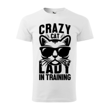 ZSONA DEKOR Póló Crazy cat mintával - Fehér S méretben egyedi ajándék