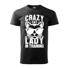 ZSONA DEKOR Póló Crazy cat mintával - Fekete M méretben egyedi ajándék