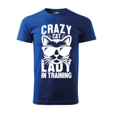 ZSONA DEKOR Póló Crazy cat mintával - Kék L méretben egyedi ajándék