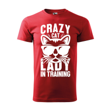 ZSONA DEKOR Póló Crazy cat mintával - Piros M méretben egyedi ajándék