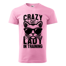 ZSONA DEKOR Póló Crazy cat mintával - Rózsaszín L méretben egyedi ajándék