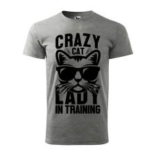 ZSONA DEKOR Póló Crazy cat mintával - Szürke XXL méretben egyedi ajándék