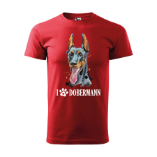 ZSONA DEKOR Póló Dobermann mintával - Piros XL méretben v2 egyedi ajándék