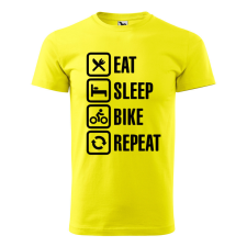 ZSONA DEKOR Póló Eat sleep bike repeat mintával - Sárga L méretben egyedi ajándék