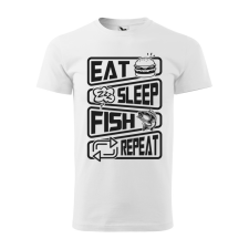 ZSONA DEKOR Póló Eat sleep fish repeat mintával - Fehér S méretben egyedi ajándék