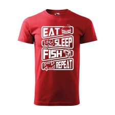 ZSONA DEKOR Póló Eat sleep fish repeat mintával - Piros S méretben egyedi ajándék