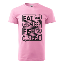 ZSONA DEKOR Póló Eat sleep fish repeat mintával - Rózsaszín S méretben egyedi ajándék