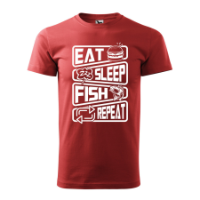 ZSONA DEKOR Póló Eat sleep fish repeat mintával - Terrakotta S méretben egyedi ajándék