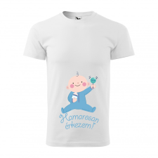 ZSONA DEKOR Póló Hamarosan érkezem fiú mintával - Fehér L méretben egyedi ajándék